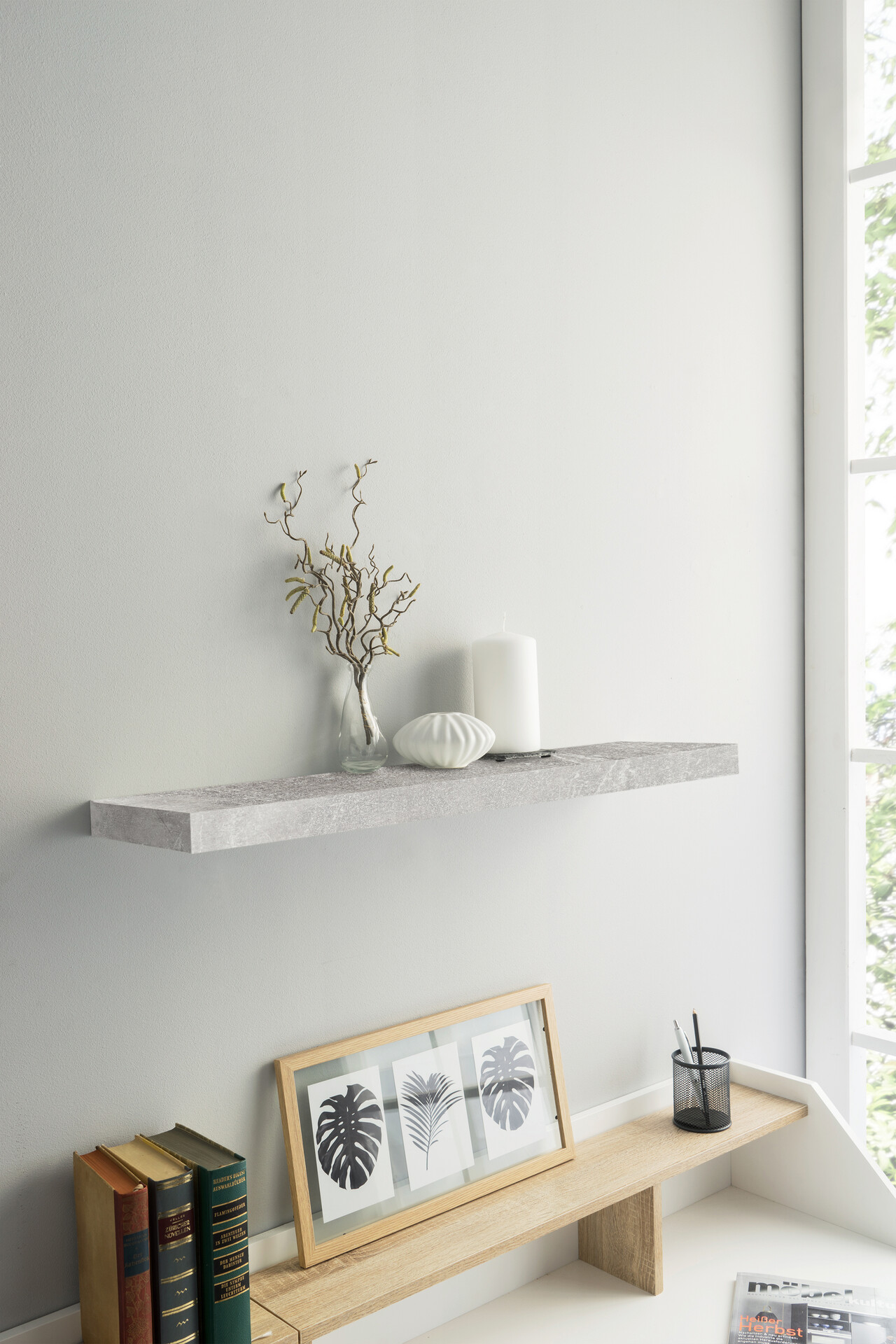 Wandboard Shelvy 80 Beton Optik B/H/T: ca. 80x4x24 cm