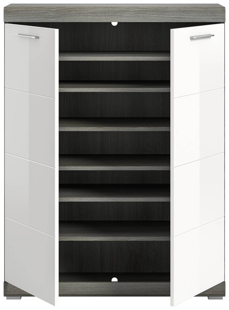 Schuhschrank SCOUT Rauchsilber Nachbildung weiß Hochglanz B/H/T: ca. 90x120x37 cm