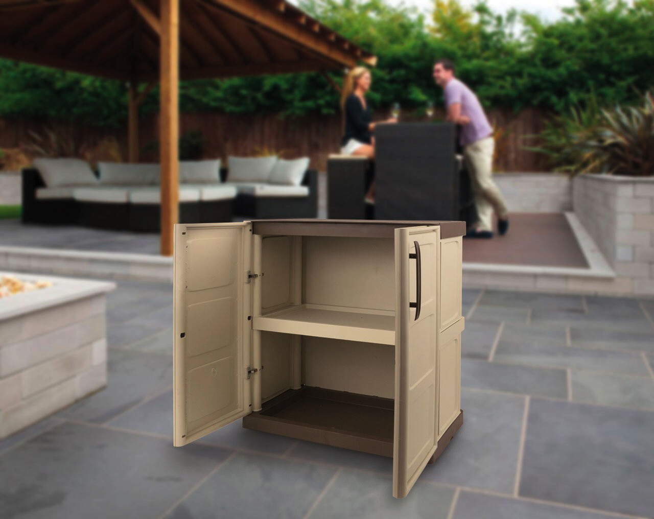 ArtPlast Kunststoffschrank Steel niedrig beige Kunststoff B/H/T: ca. 70x85,5x39 cm