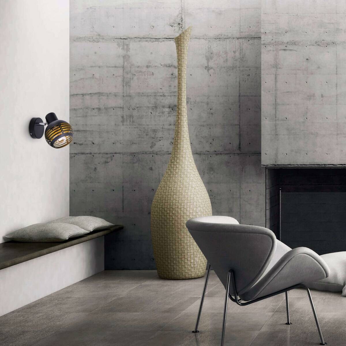 Näve Leuchten LED-Deckenleuchte 1387022 schwarz gold Metall B/H/T: ca. 23x12x14 cm E27 1 Brennstellen