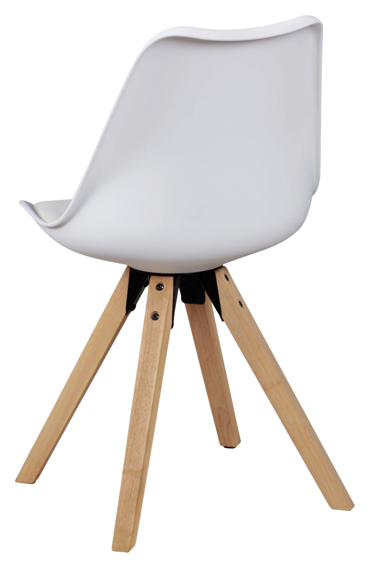 Stuhl 2er-Set weiß natur Kunststoff Echtholz Kunstleder B/H/T: ca. 52x87x49 cm