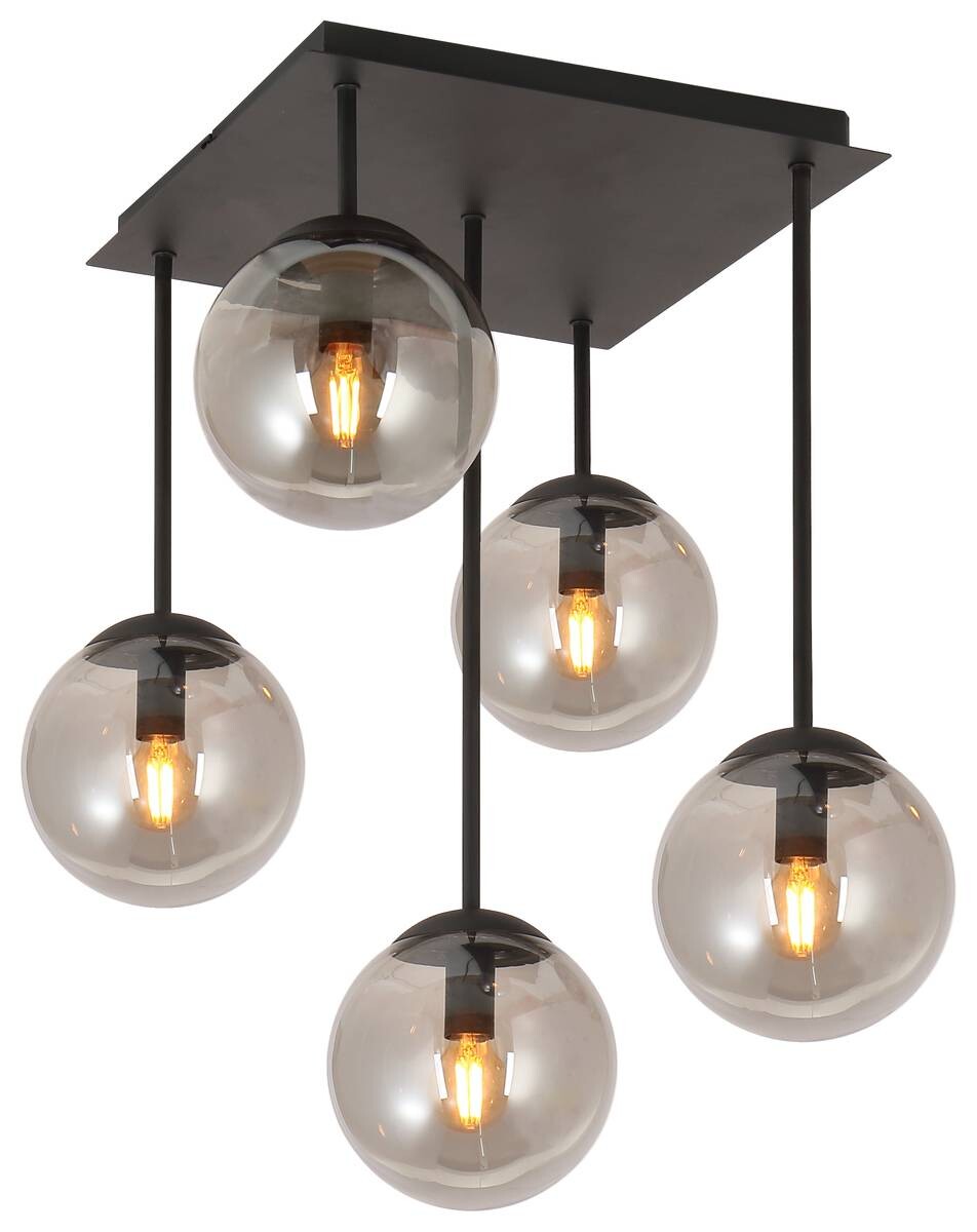 POCOline Deckenleuchte Space schwarz Glas B/H/T: ca. 40x50x40 cm E14 5 Brennstellen