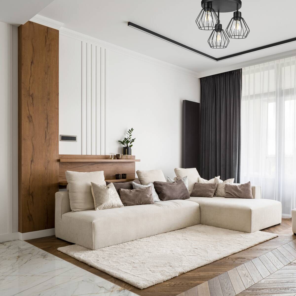 Lamkur Deckenleuchte Audrey schwarz Stahl Glas H/L: ca. 32x38 cm E27 3 Brennstellen