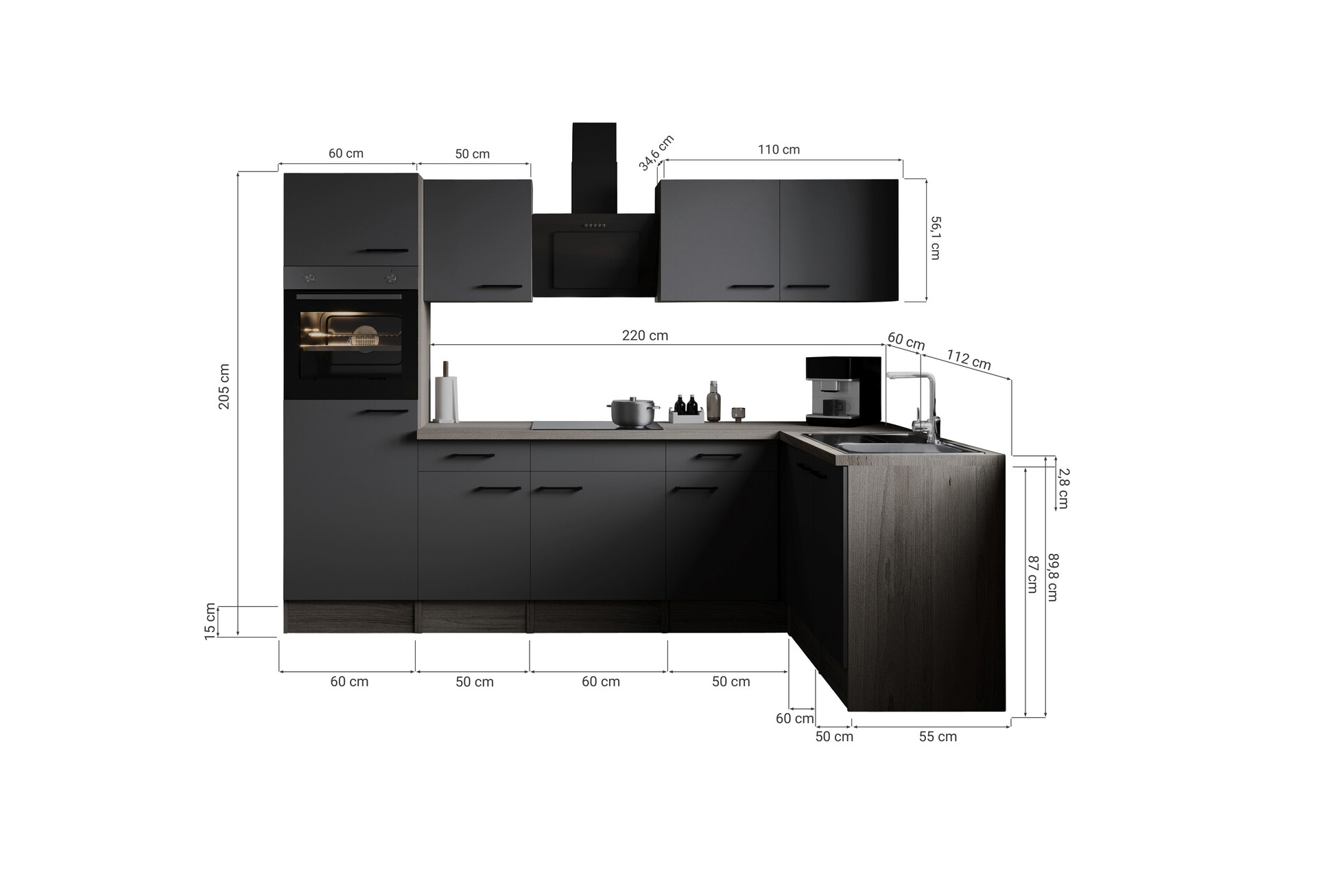 Winkelküche Oliver B/H/T: ca. 280x205x172 cm