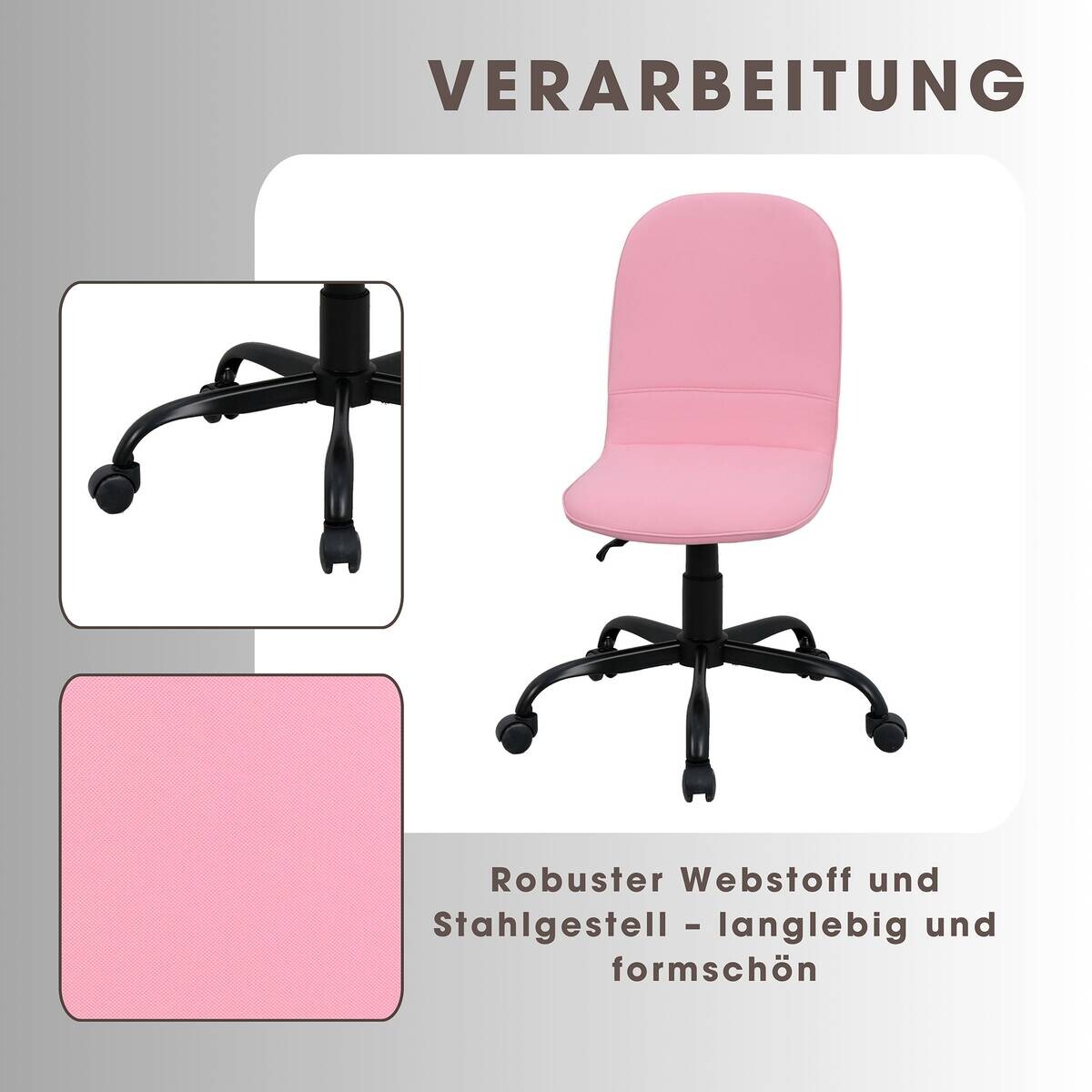 Drehstuhl TROLLY schwarz pink Metall Stoff