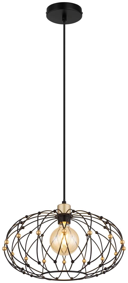 GLOBO Pendelleuchte mattschwarz Metall H/D: ca. 150x40 cm E27 1 Brennstellen