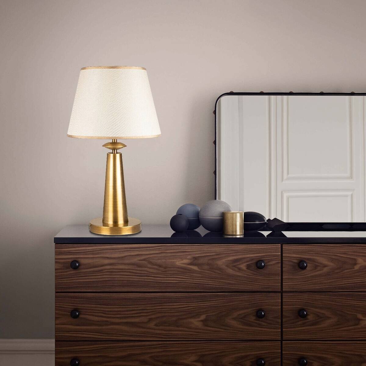 Opviq Tischleuchte Pardo bronze Metall Stoff B/H/T/L/D: ca. 30x55x30x30x30 cm E27 1 Brennstellen