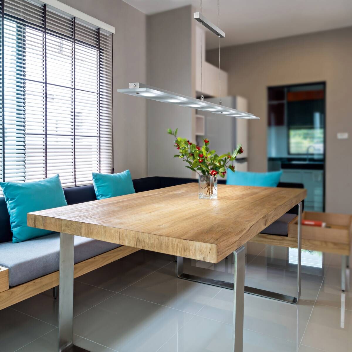 Fischer & Honsel LED-Pendelleuchte 69540 nickel matt Chrom Glas Metall B/H/T: ca. 135x150x9 cm 7.0 Brennstellen