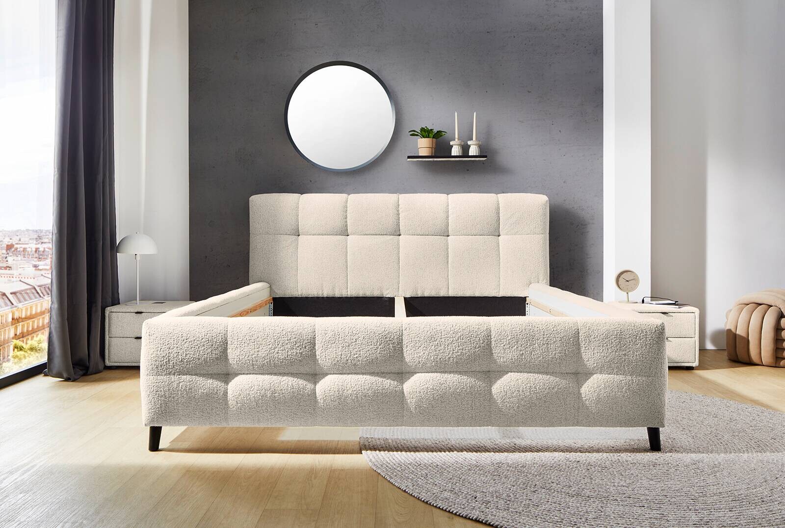 Polsterbettgestell beige Polyester Liegefläche B/L: ca. 180x200 cm Polsterbettgestell beige Polyester Liegefläche B/L: ca. 180x200 cm