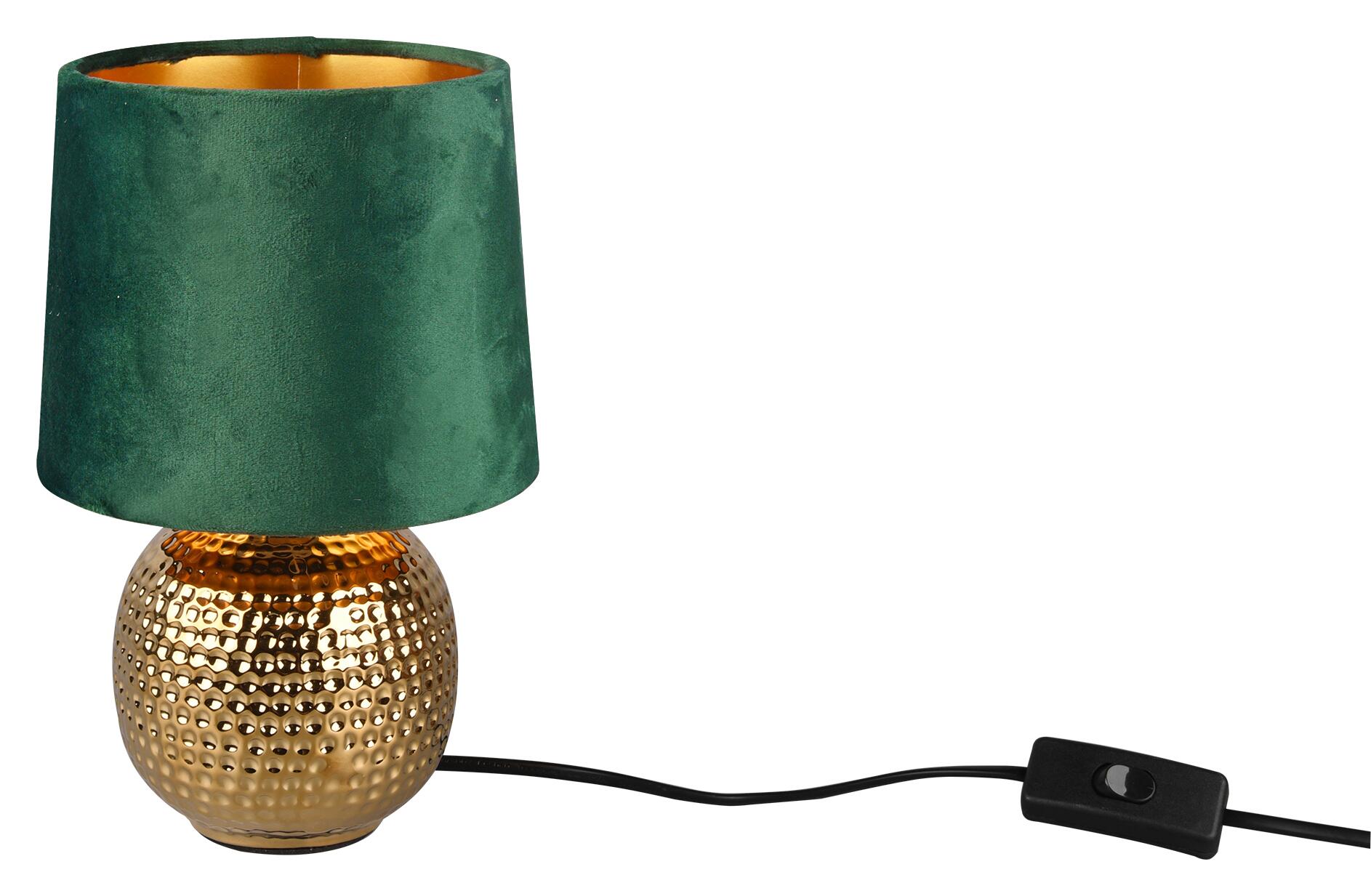 Reality Tischleuchte Sophia grün gold Keramik Samt H/D: ca. 26x16 cm E14 1 Brennstellen