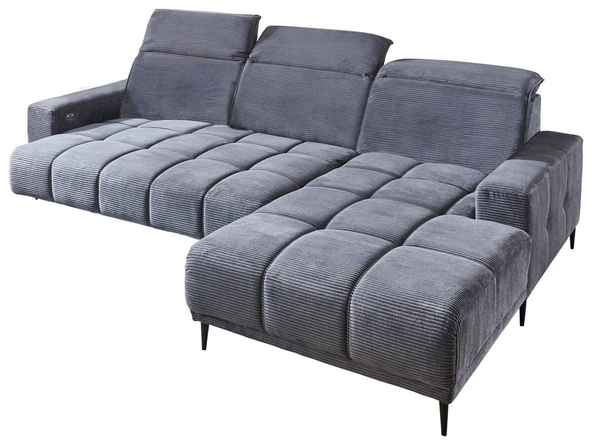 Ecksofa mit elektrischer Sitztiefenverstellung dunkelgrau Microfaser B/H/T: ca. 286x107x115 cm