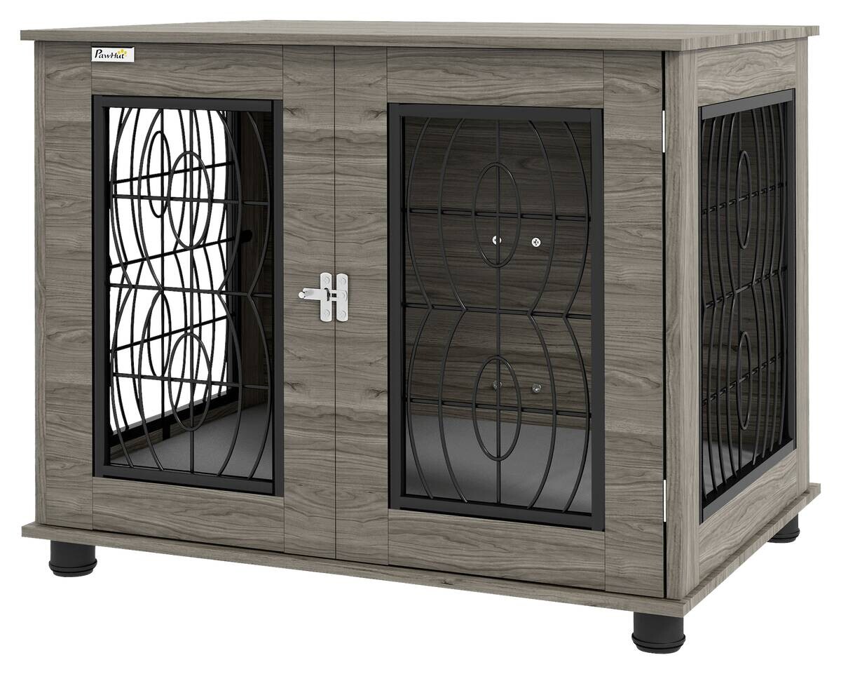 PawHut Hundekäfig grau Spanplatte B/H/L: ca. 56x63x80 cm