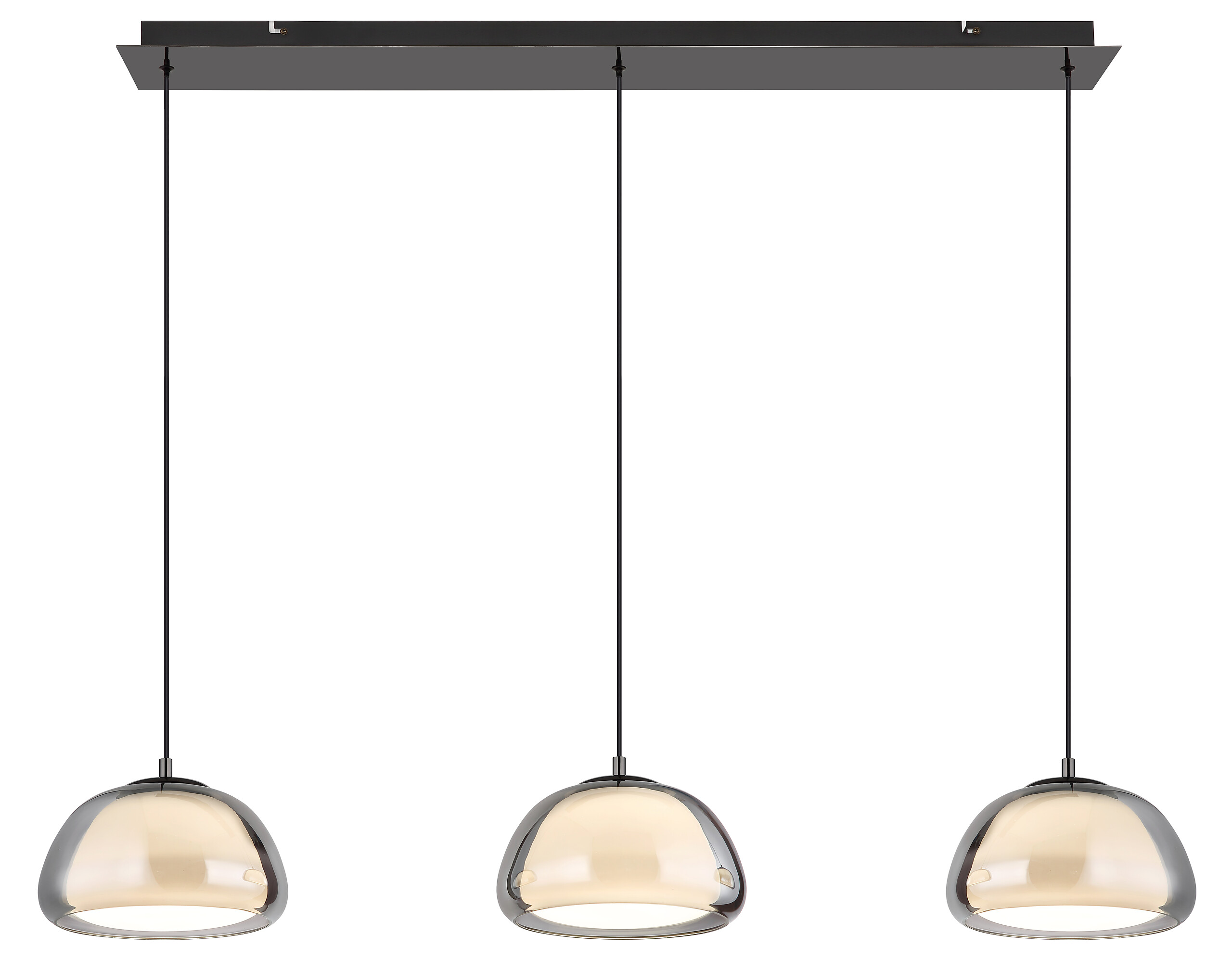 GLOBO Hängeleuchte Chrom schwarz Glas Metall B/H/L: ca. 36x21x101 cm