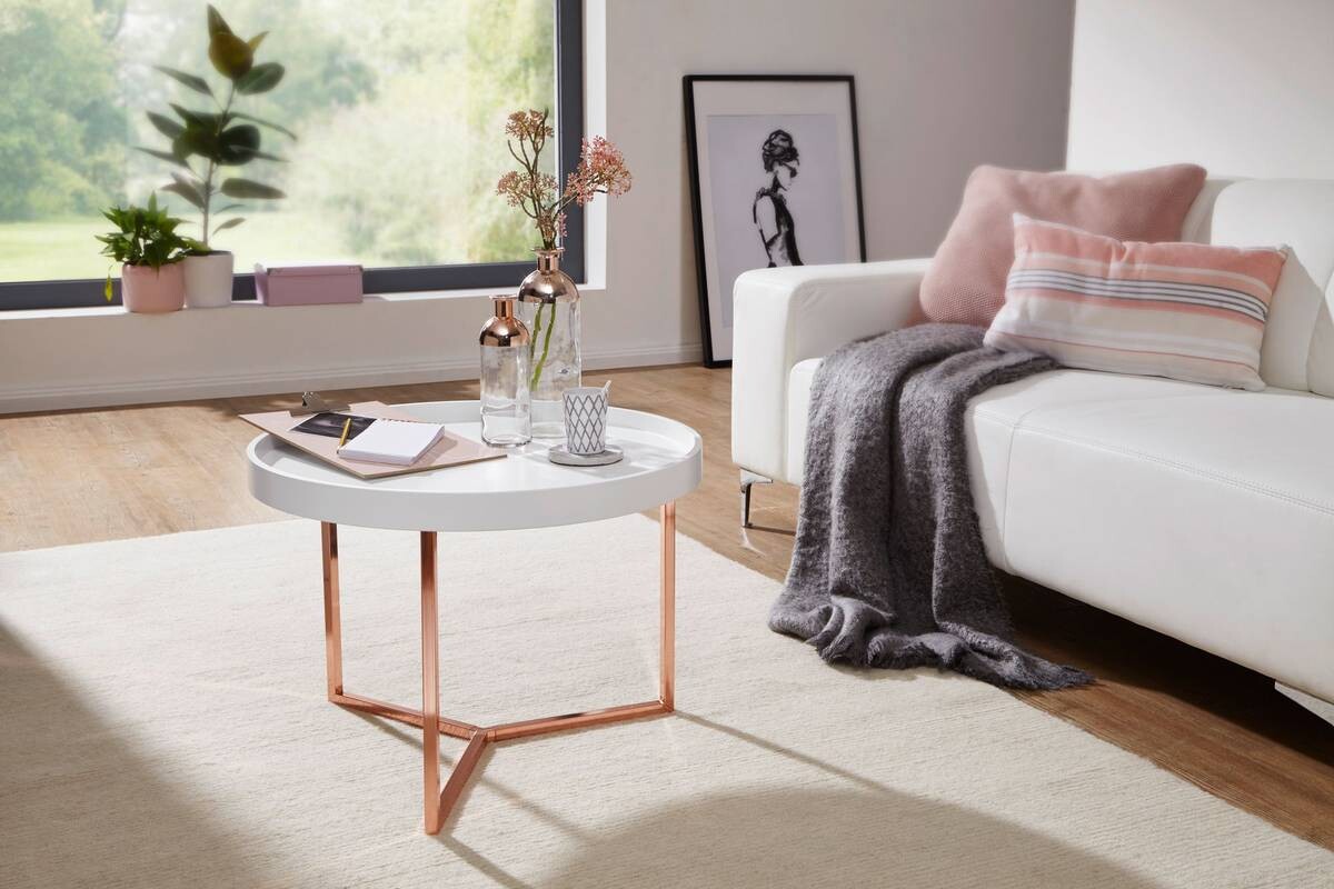 Wohnling Couchtisch weiß Kupfer B/H: ca. 0x42 cm