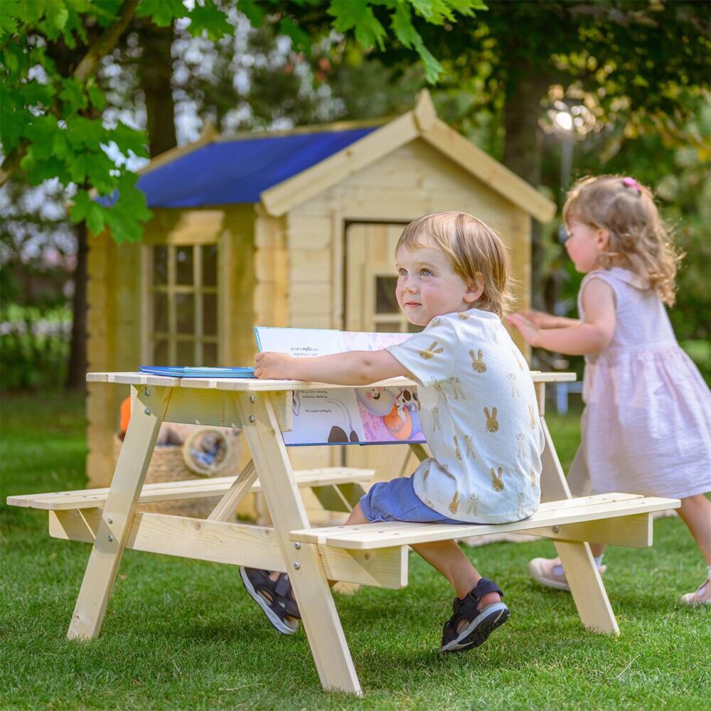 Timbela Kindersitzgarnitur M018 natur Holz B/H/L: ca. 90x50x90 cm