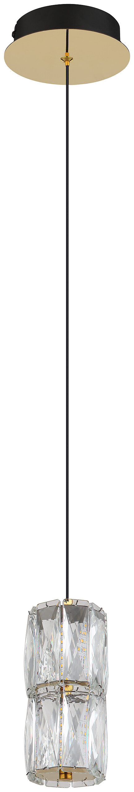 GLOBO Pendelleuchte gold mattschwarz klar Metall Glas H/D: ca. 150x14 cm 1.0 Brennstellen