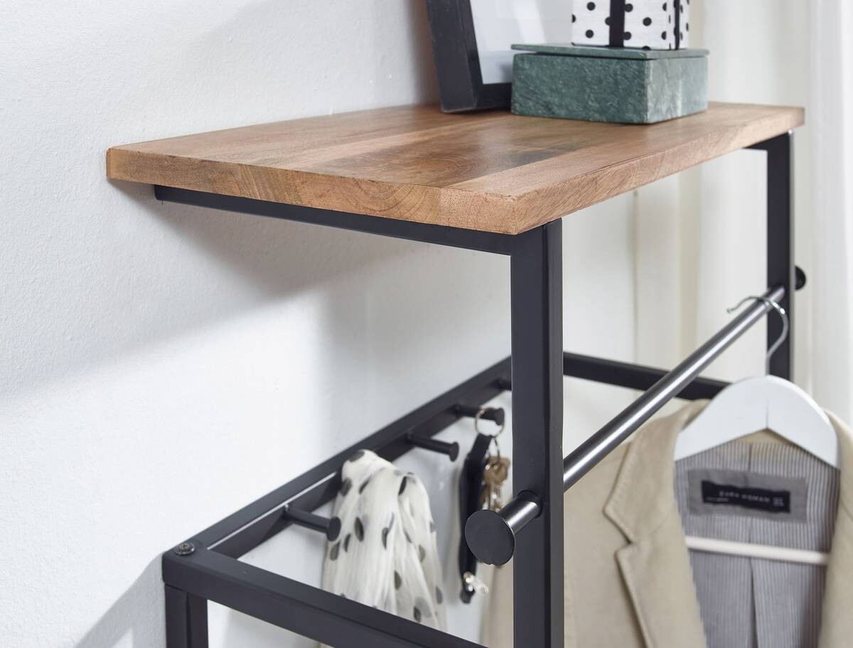 Garderobe natur schwarz pulverbeschichtet B/H/T: ca. 60x76x26 cm