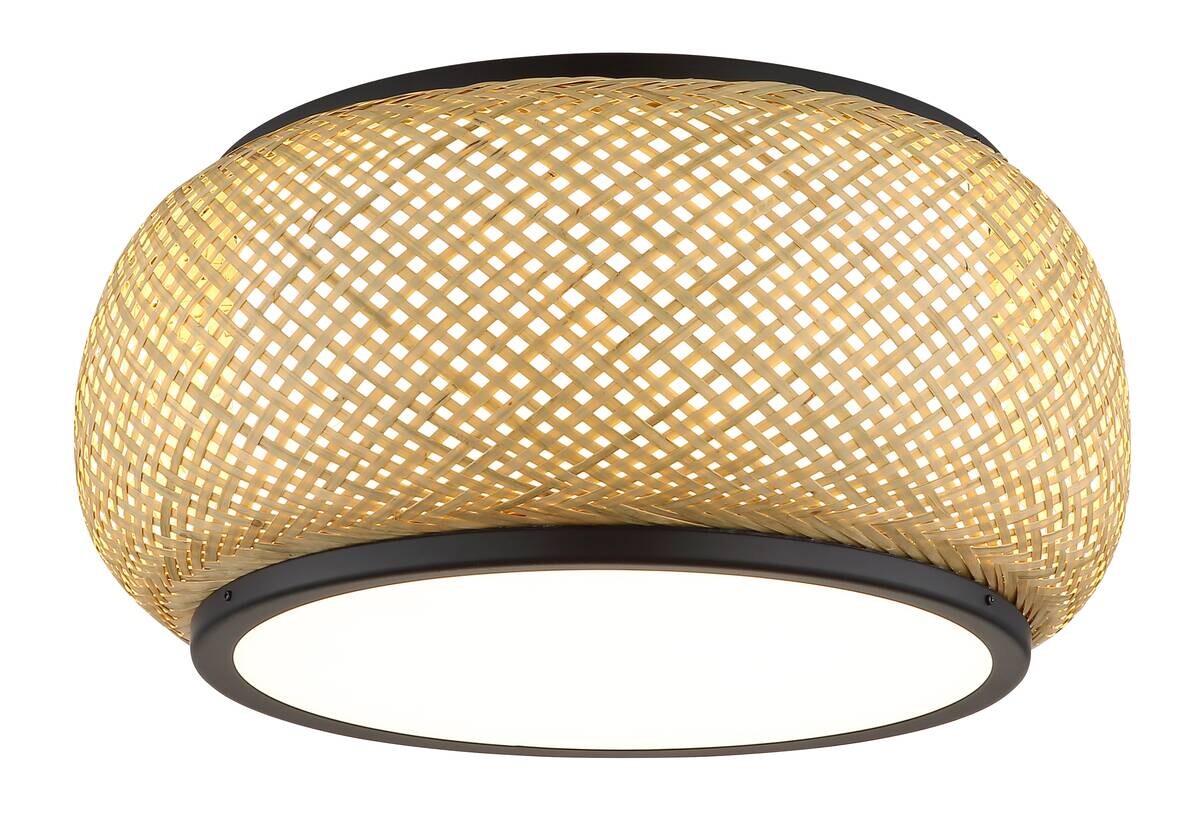 GLOBO Deckenleuchte mattschwarz natur Metall Bambus H/D: ca. 19,2x38 cm 1 Brennstellen