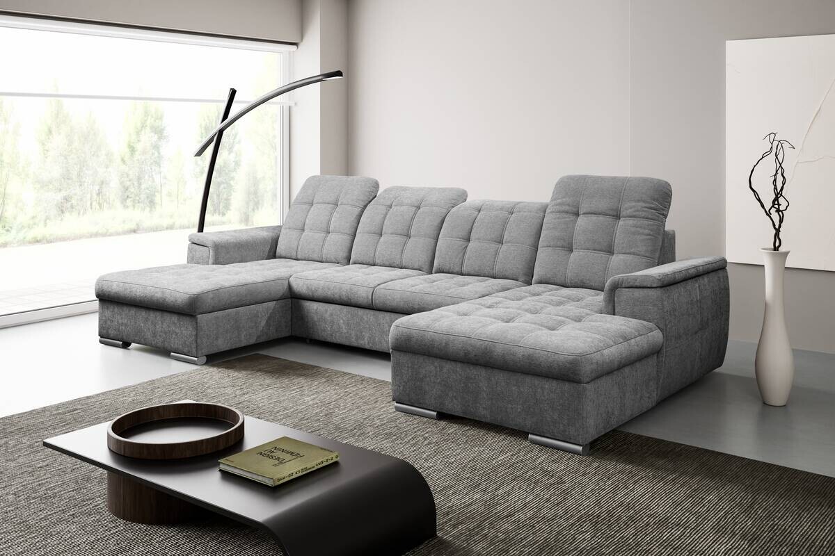 Wohnlandschaft Nadja grau Microfaser B/H/T: ca. 330x105x174 cm