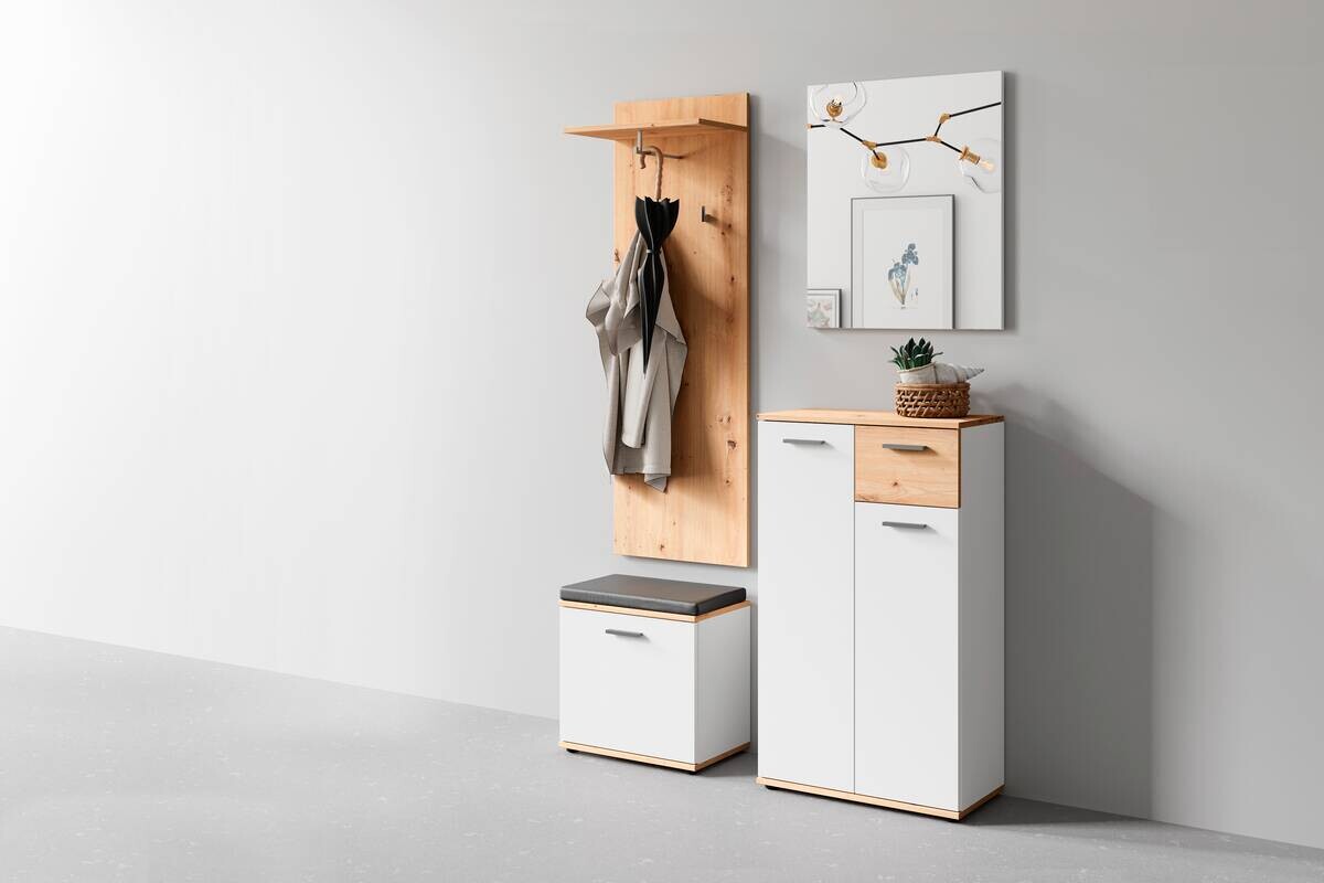 Garderobenset JAKOB Set 4-tlg. weiß Eiche