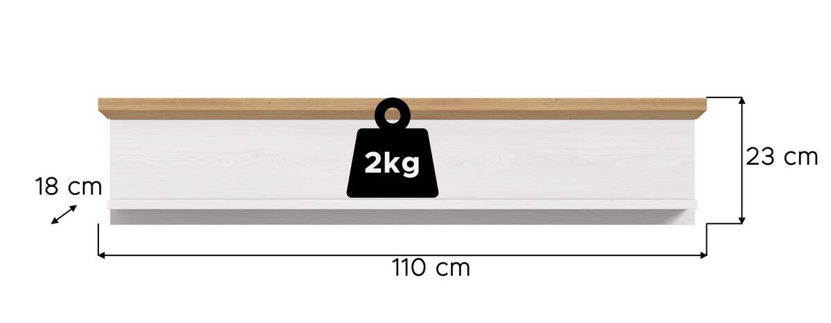 Wandboard VERONA Lärche Nachbildung Eiche Nachbildung B/H/T: ca. 110x23x18 cm