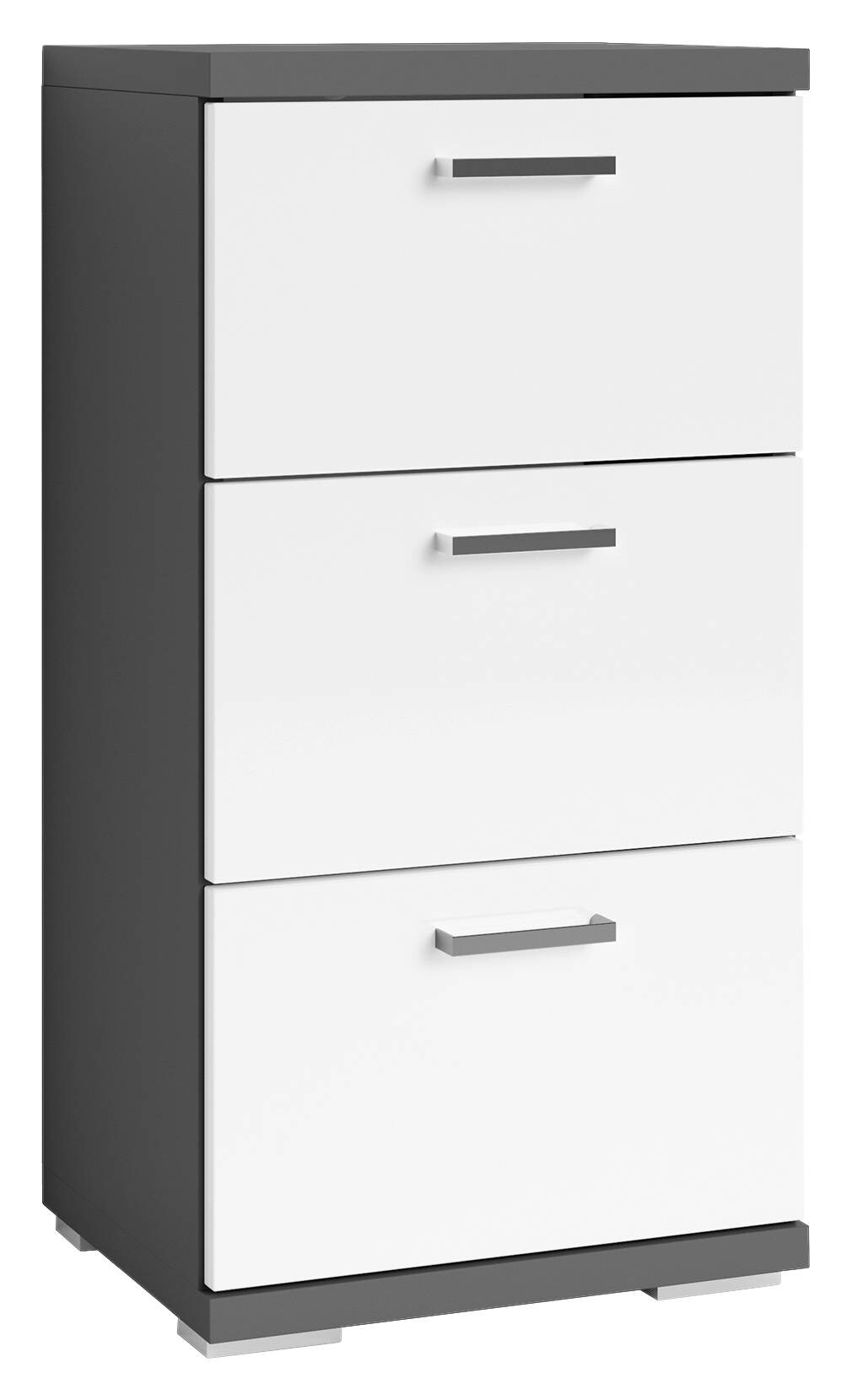 Schrank NEBRASKA anthrazit weiß Lack Hochglanz silber verchromt B/H/T: ca. 35,5x74x31,5 cm