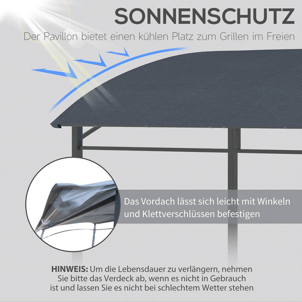 Outsunny Grillpavillon grau Polyester B/H/L: ca. 150x220x215 cm