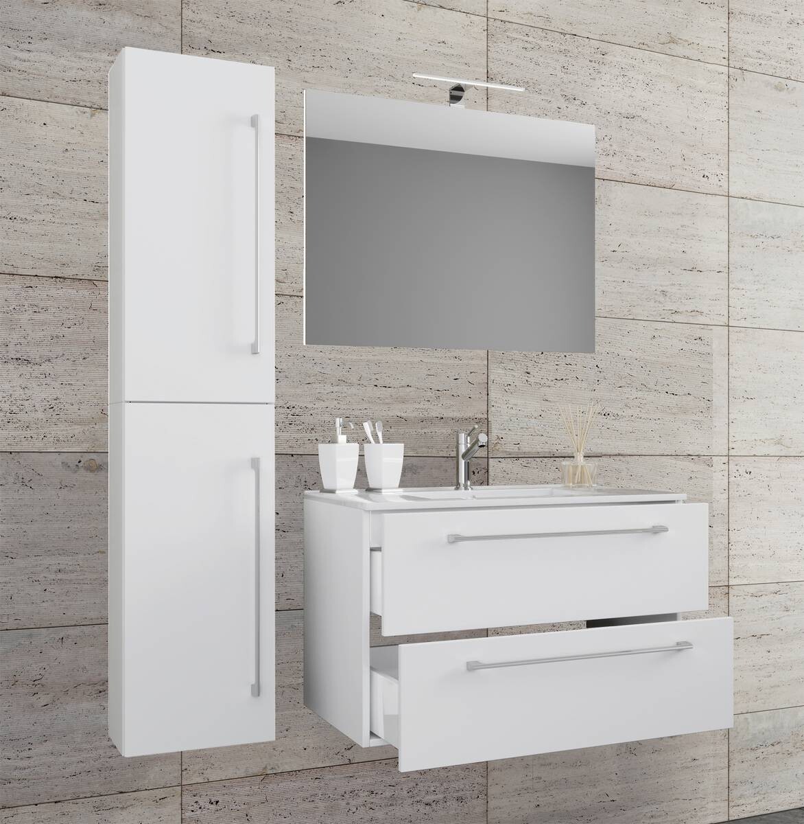 Waschplatz 4tlg-Badinos weiß B/H/T: ca. 61x52x46 cm