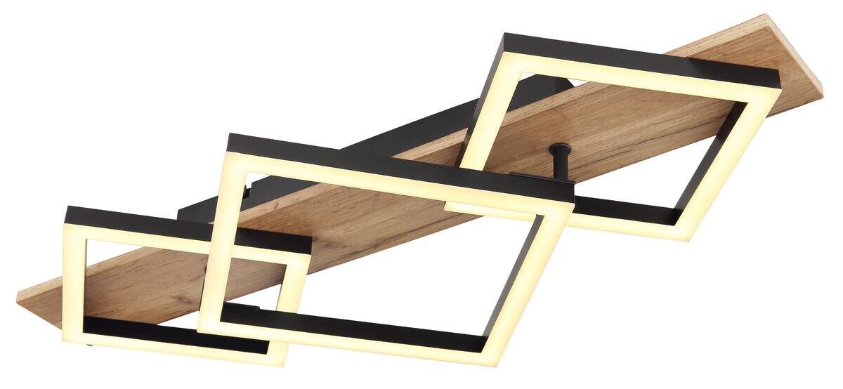 GLOBO LED-Deckenleuchte dunkelbraun schwarz Metall Kunststoff MDF B/H/T: ca. 31x8,5x61 cm