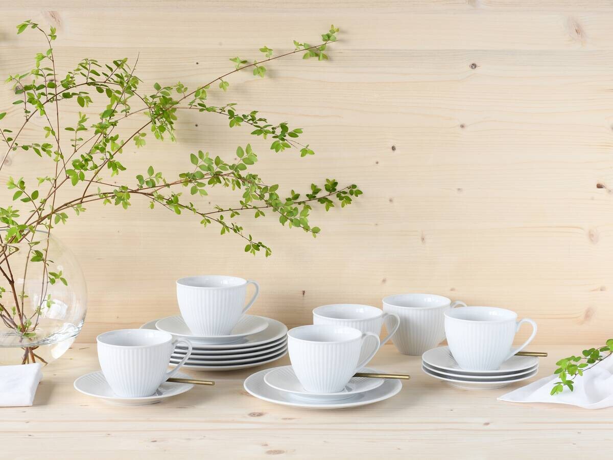 CreaTable Kaffeeservice Valencia weiß Porzellan 18 tlg.