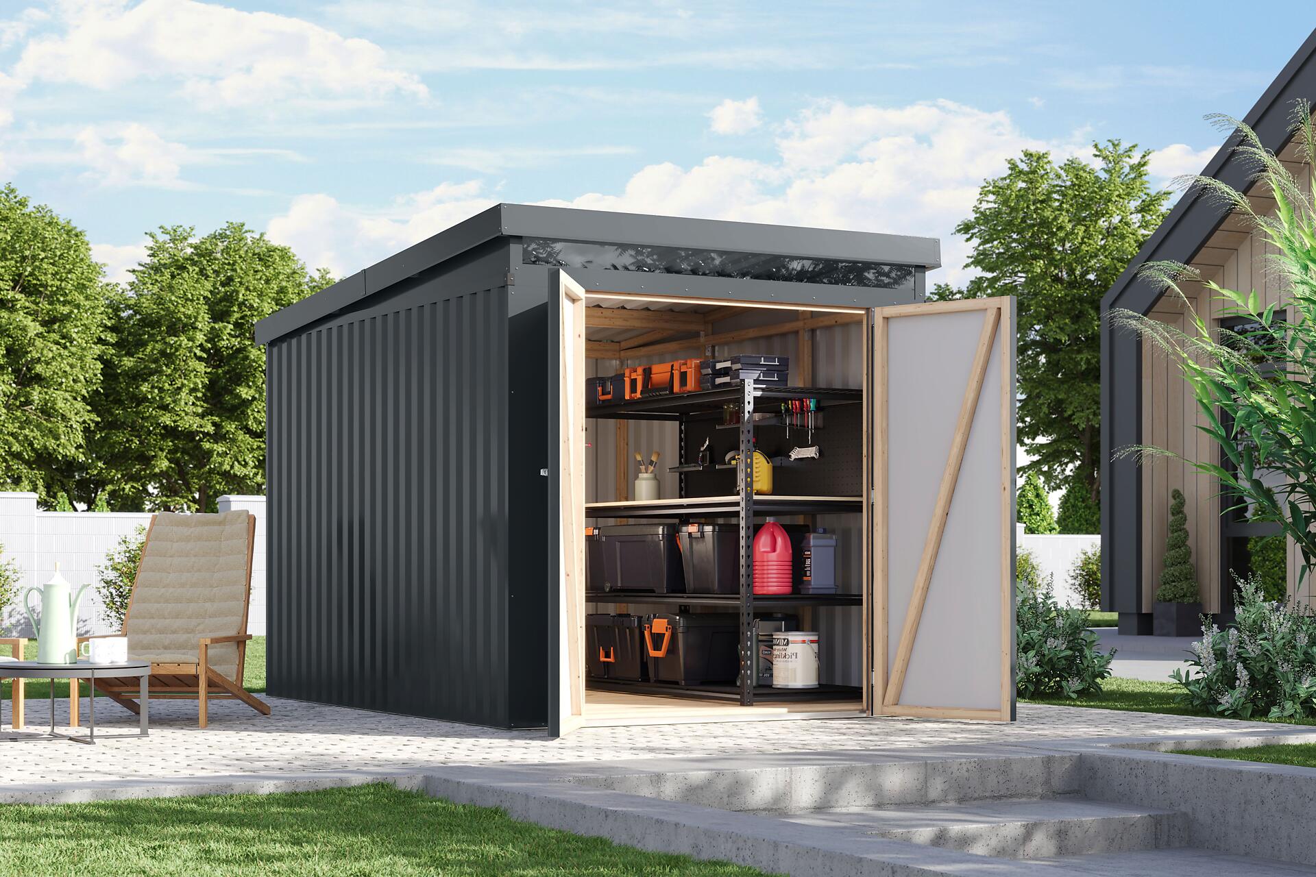 Karibu Gartenhaus IIndra 2,5 anthrazit B/H/T: ca. 206x213x289 cm