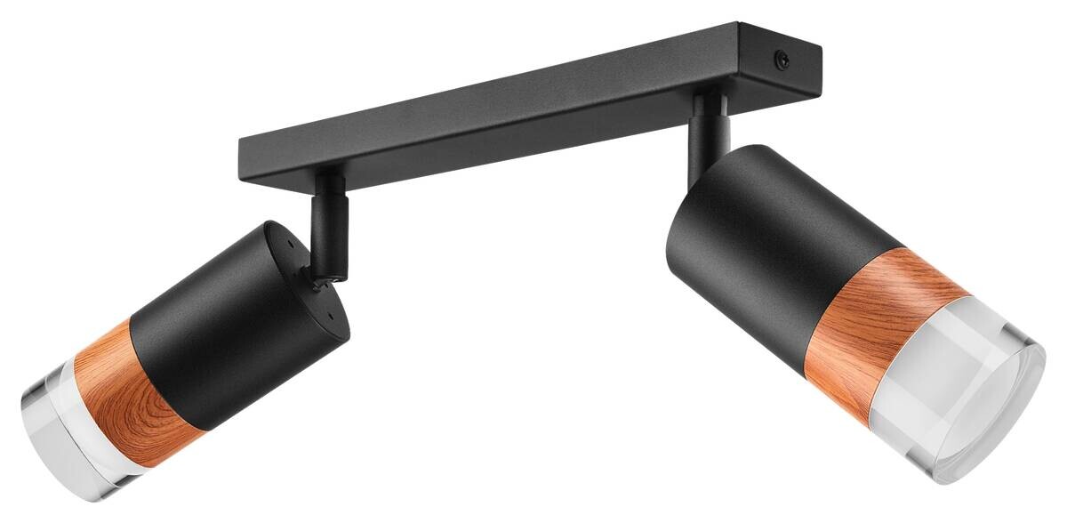 Lamkur Deckenleuchte schwarz Glas Stahl B/H/L: ca. 8x19x30 cm 2 Brennstellen