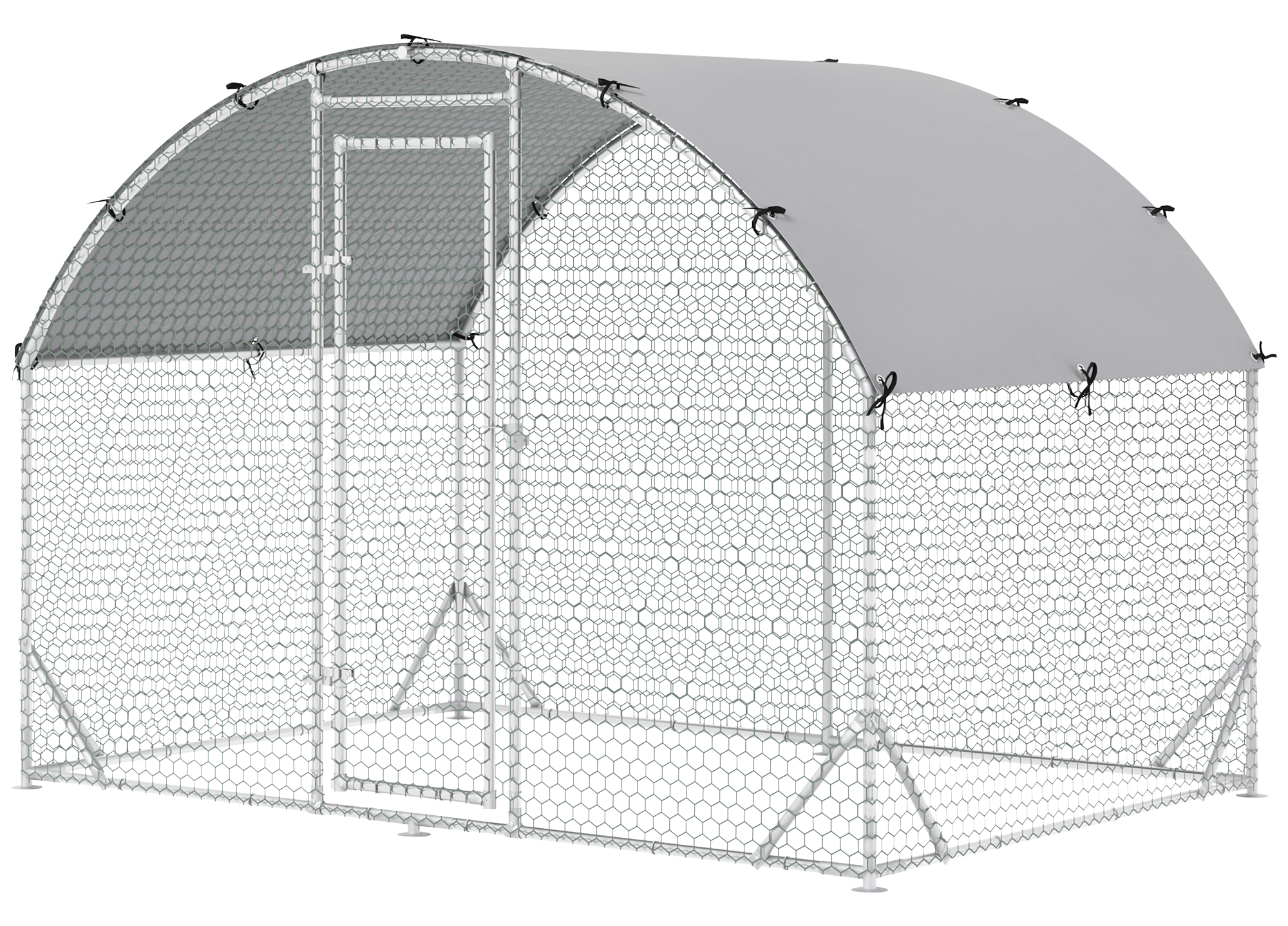 PawHut Hühnerstall silber Polyester B/H/L: ca. 190x197x280 cm