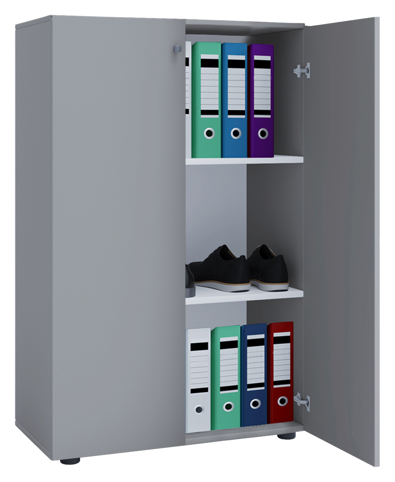 Büroschrank Lona XL grau weiß B/H/T: ca. 70x110x39 cm