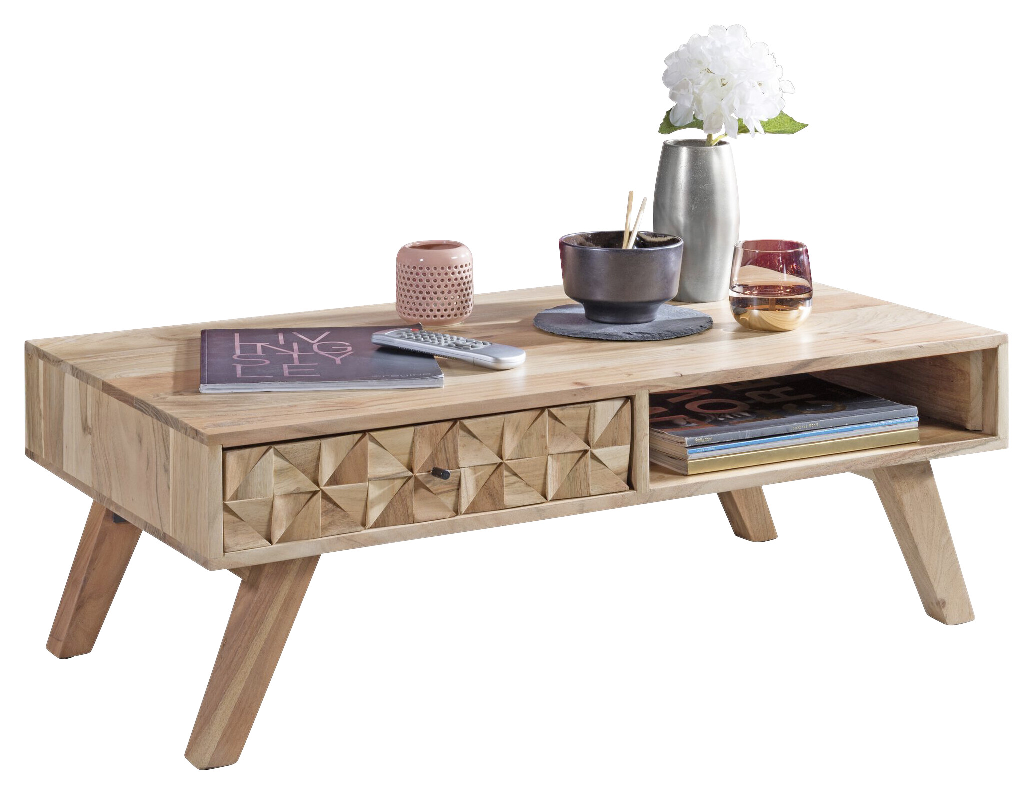 Wohnling Couchtisch braun B/H/T: ca. 95x35x50 cm