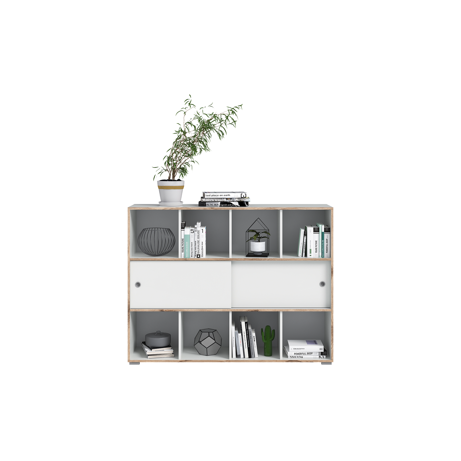 Schiebetürenschrank Jesper weiß Eiche Nachbildung B/H/T: ca. 141x109x40 cm