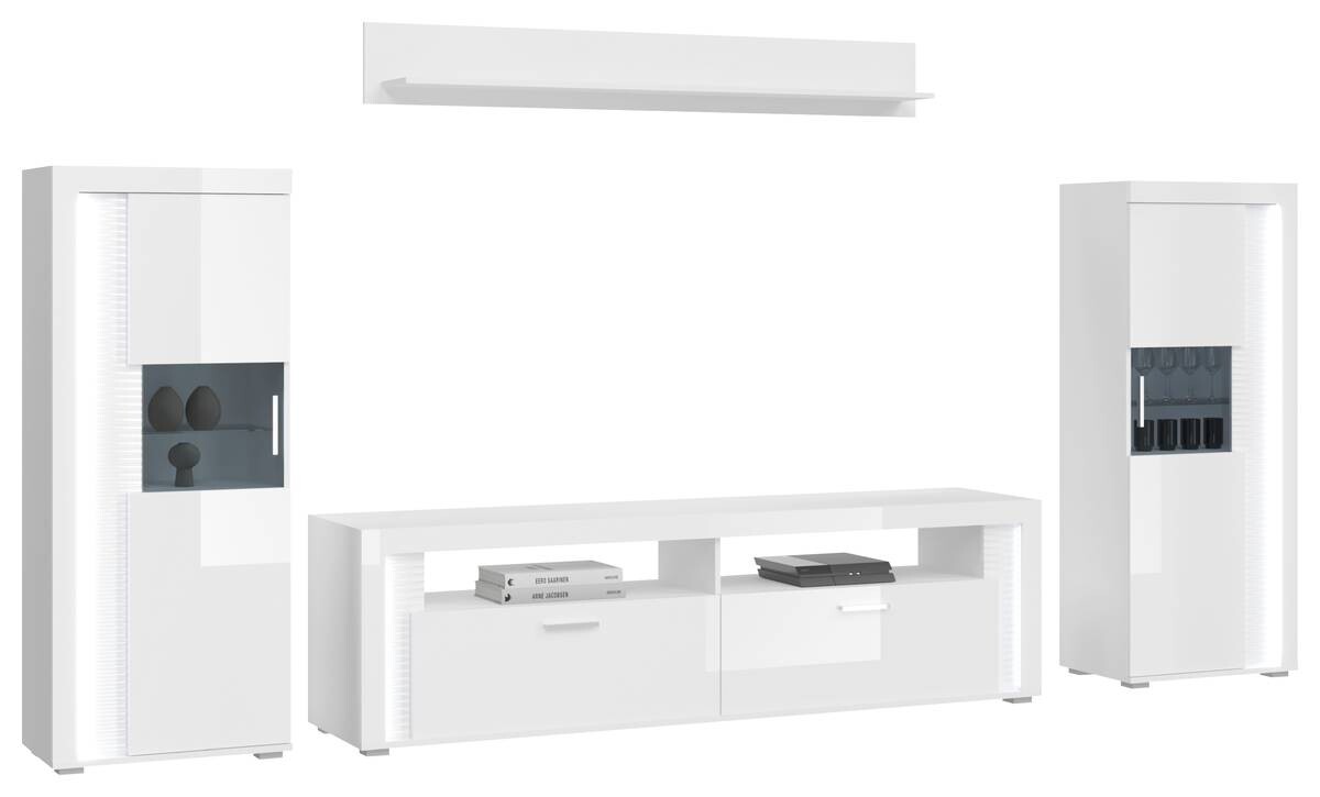 Standvitrine Skylight weiß weiß Hochglanz B/H/T: ca. 60x202x37 cm