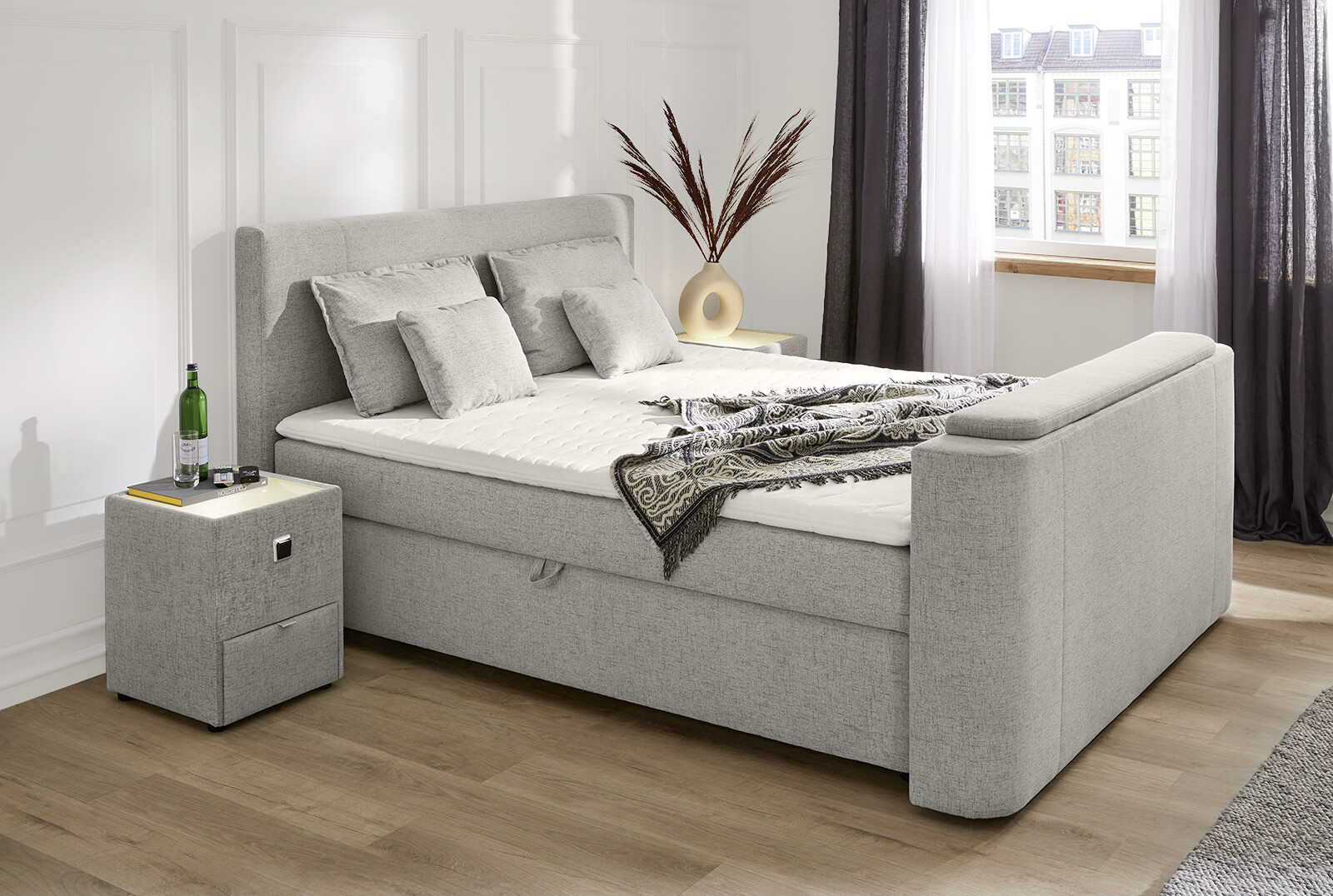 Boxbett  grau Feinstruktur Liegefläche B/L: ca. 180x200 cm