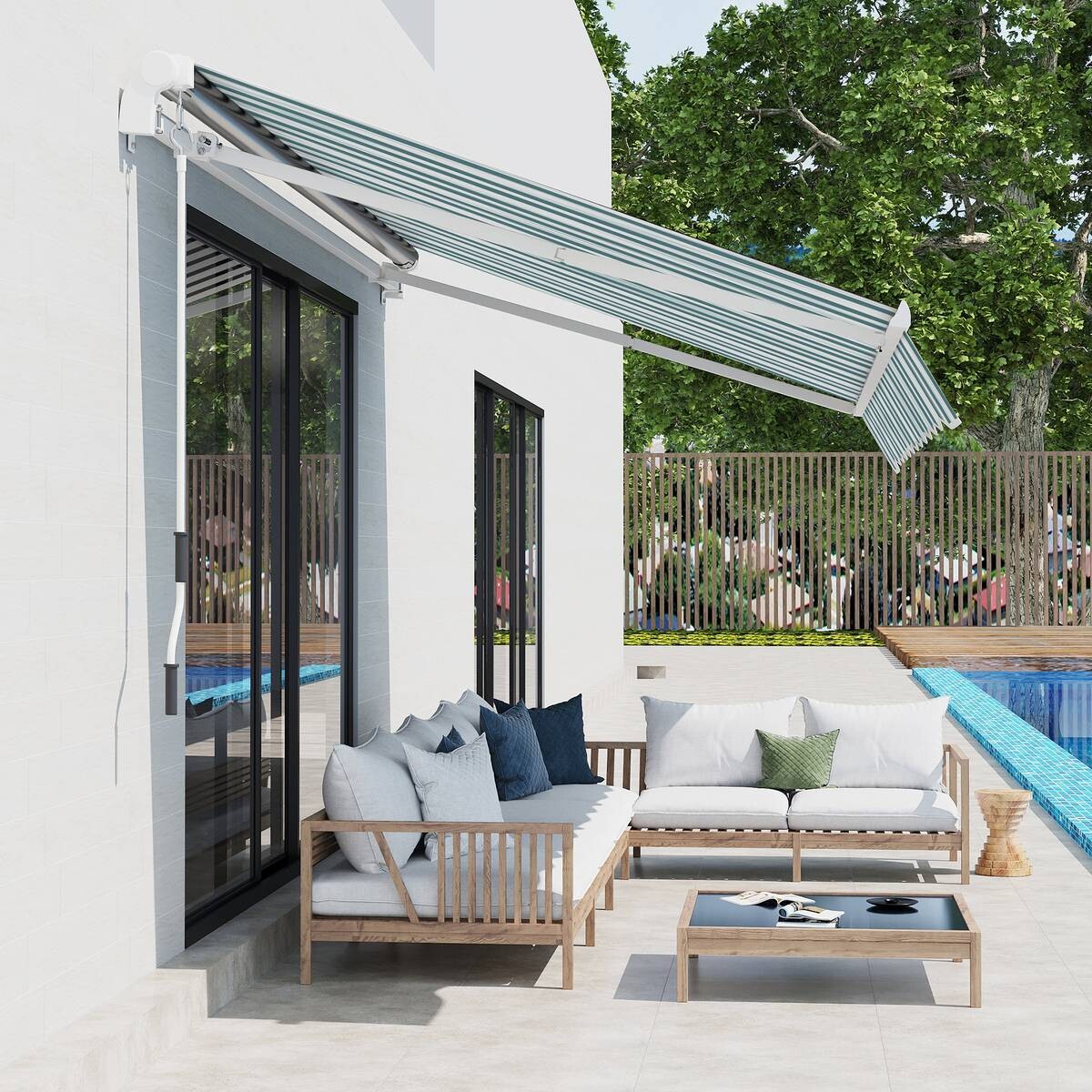 Outsunny Gelenkmarkise weiß B/L: ca. 245x395 cm