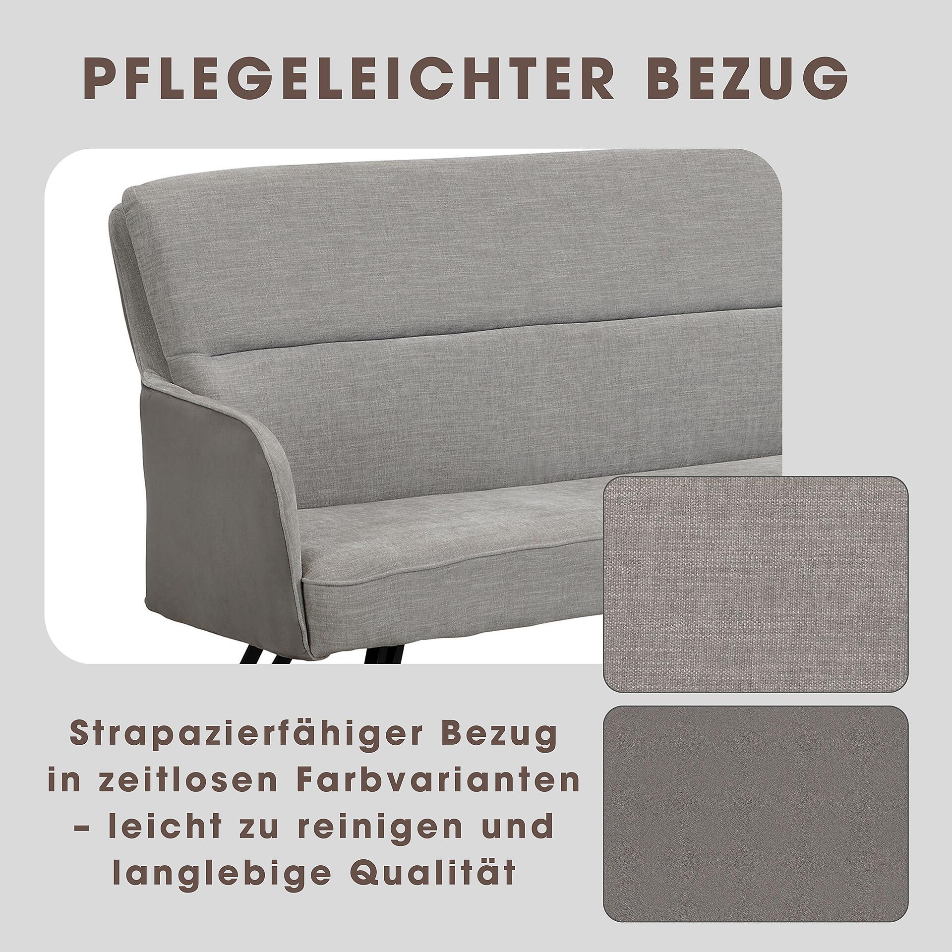 Sitzbank TINO schwarz grau Metall Microfaser B/H/T: ca. 140x94x67 cm