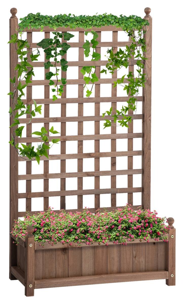 Outsunny Pflanzkasten braun Holz B/H/L: ca. 28x120x64 cm