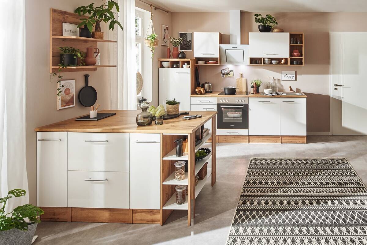 Respekta Inselküche Hilde weiß matt B/H/T: ca. 280x205x60 cm