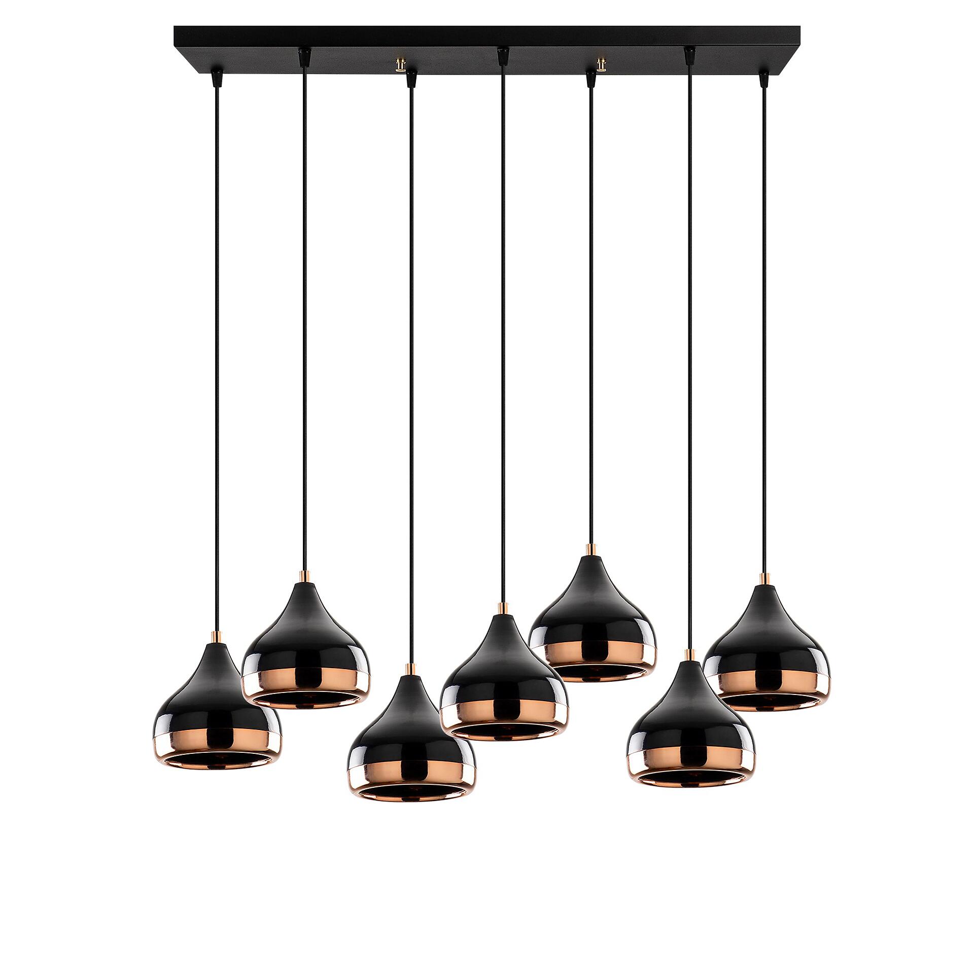 Opviq Pendelleuchte Yildo-6894 schwarz B/H/T/L: ca. 88x112x36x88 cm E27 7 Brennstellen