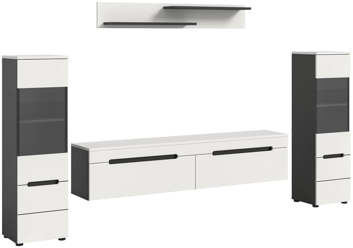 Wohnwand Canu basaltgrau weiß B/H/T: ca. 272x141x33 cm