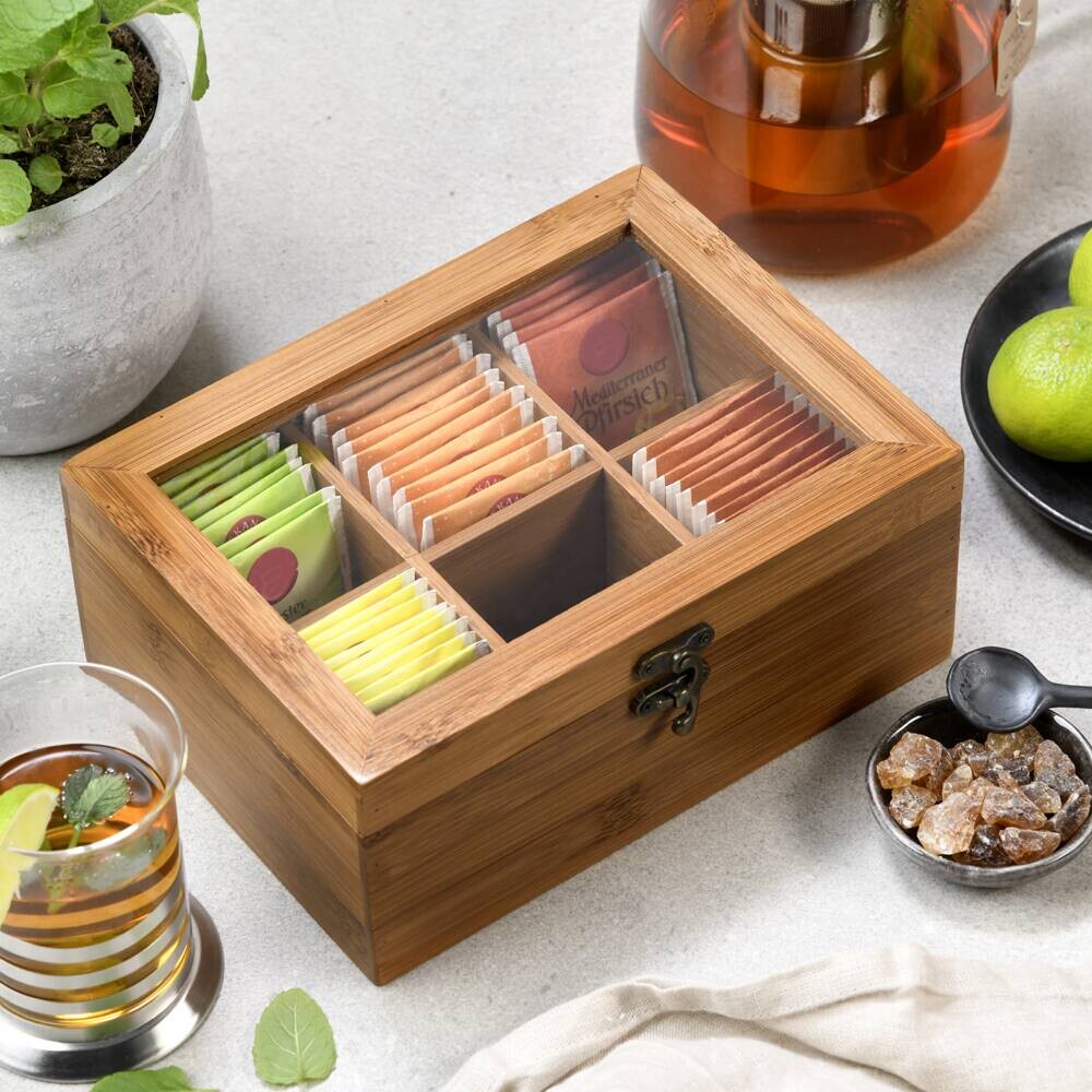 Kesper Teebox braun Bambus B/H/L: ca. 16x9x21,8 cm