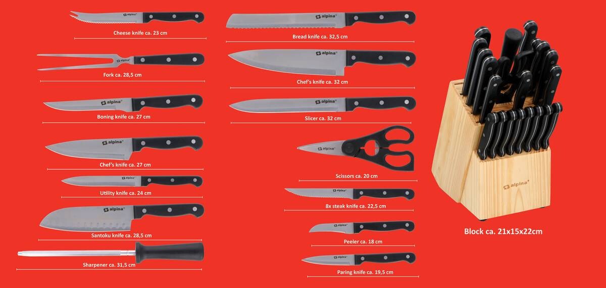 alpina Messerblock schwarz Holz 22 tlg.