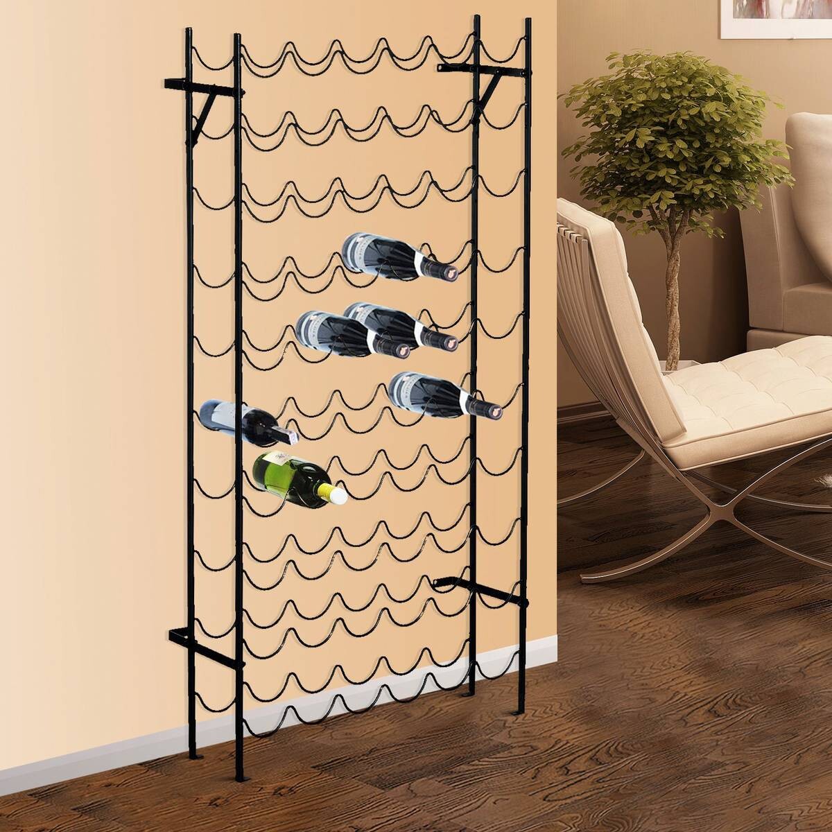 HOMCOM Weinregal schwarz Metall B/H/T: ca. 63x118x20,5 cm