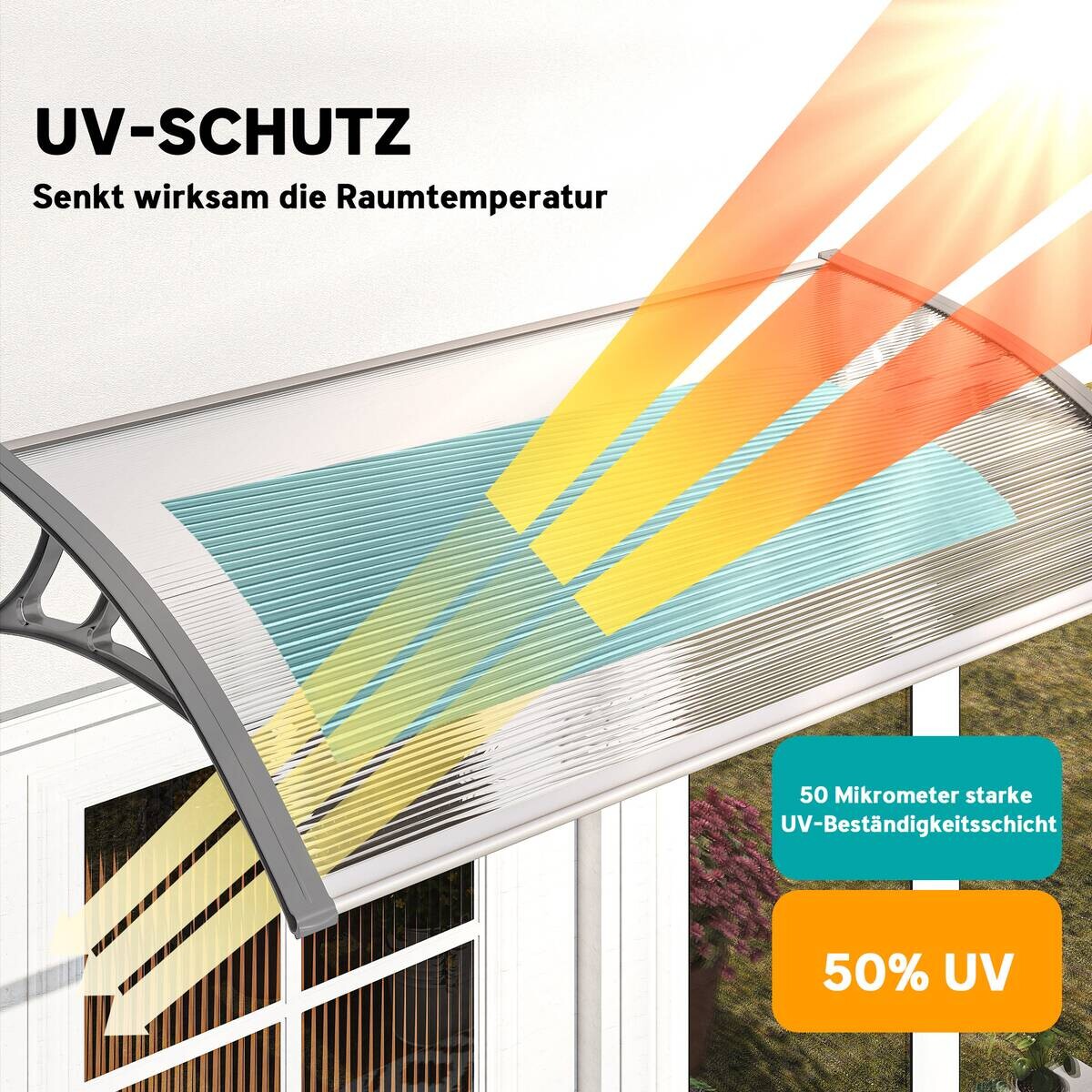 Outsunny Pultvordach transparent B/H/L: ca. 60x18x110 cm