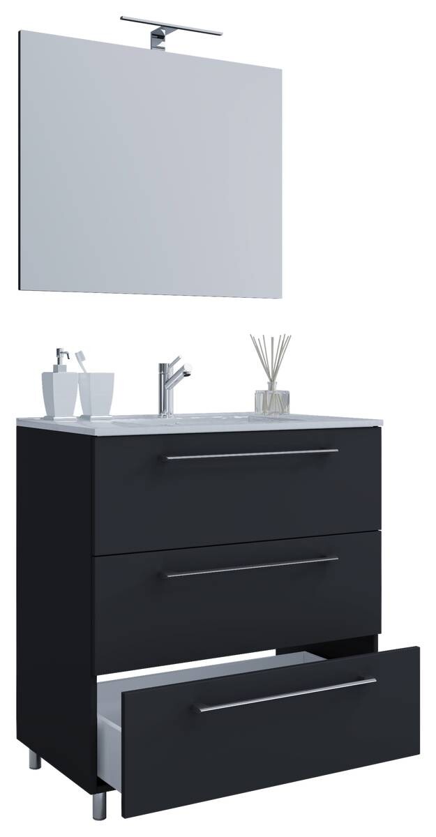 Waschplatz 3tlg-Schubo schwarz B/H/T: ca. 60x86x46 cm