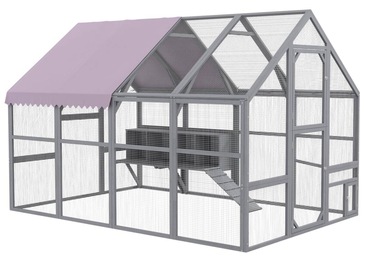 PawHut Hühnerstall grau Metall B/H/L: ca. 185,5x188x280 cm